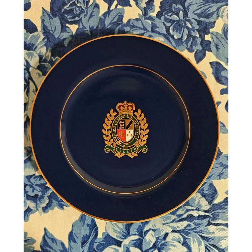 Ralph Lauren Estate Crest Accent  Plate Blue Gold